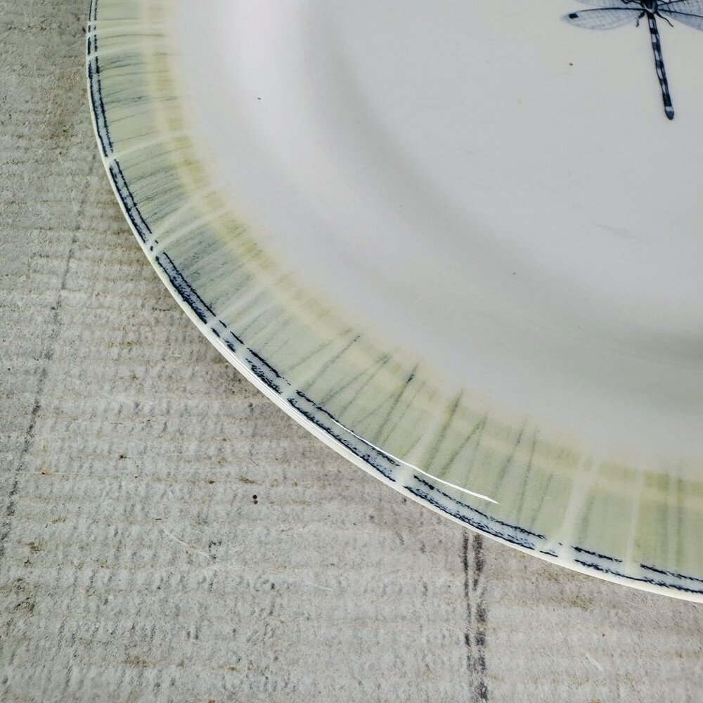 Portmeirion LAKESIDE Dragonfly Blue Green Yellow 9 1/8 Lunch Salad Plates Set 4 - Picture 13 of 16